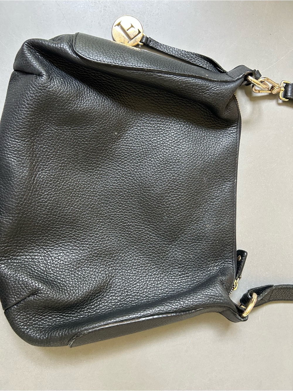 Furla Black Pebbled Leather Tote with Gold Logo - Picture 8 of 13
